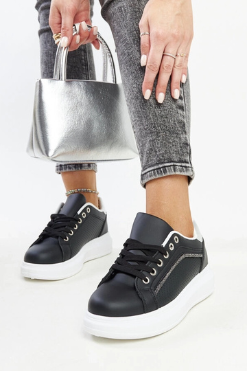 Czarne sneakersy z ozdobnymi cyrkoniami Perica 2