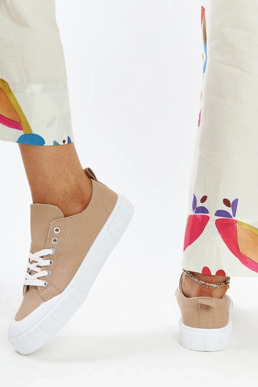 Brązowe materiałowe trampki Eduarda