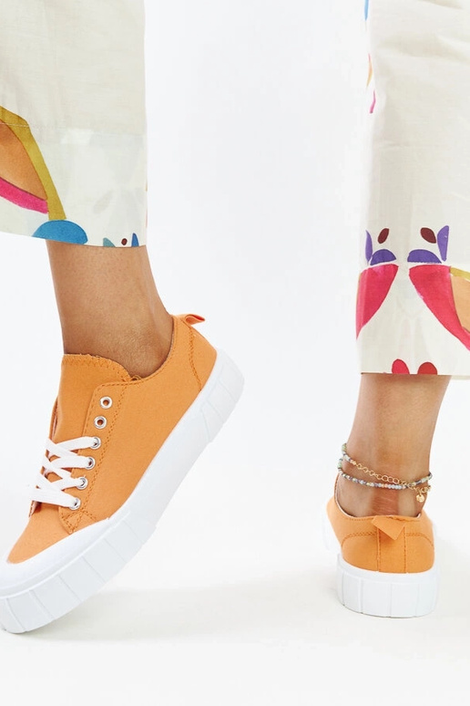 Pomarańczowe materiałowe trampki Eduarda