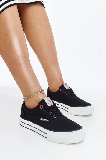 Czarne damskie trampki na grubej podeszwie CROSS JEANS 2
