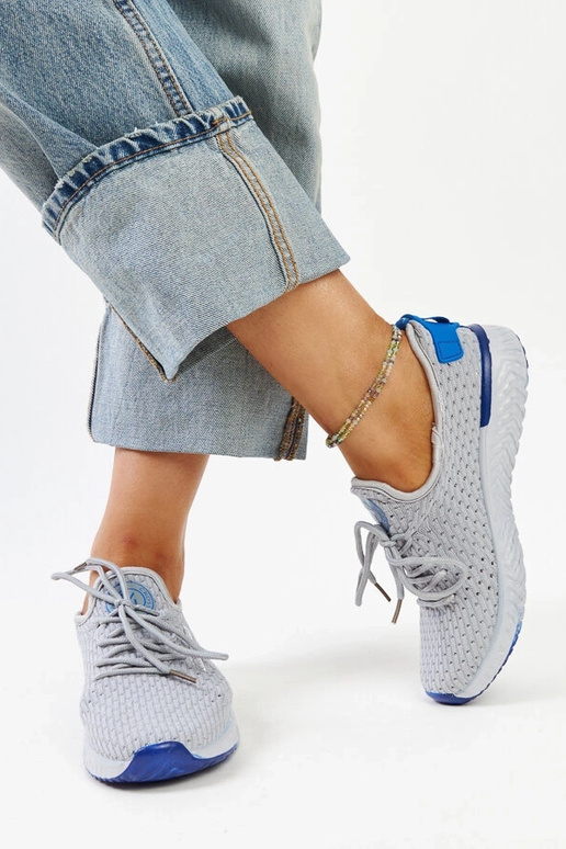 Szare materiałowe sneakersy damskie...