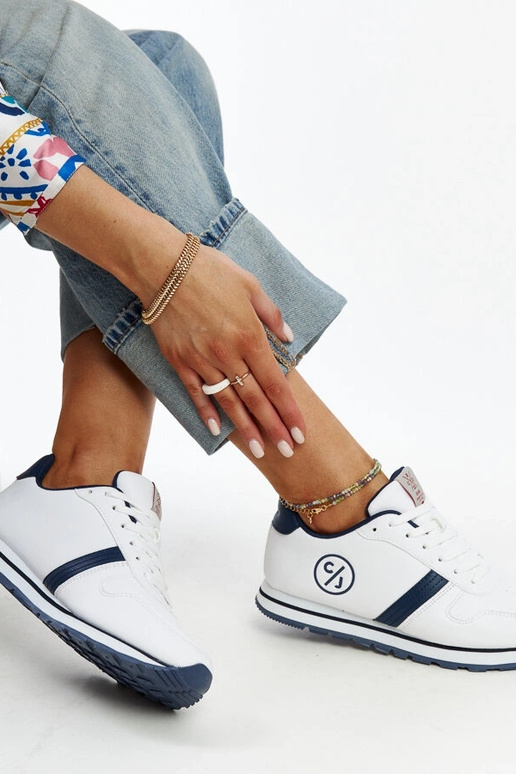 Biało-granatowe sneakersy damskie...