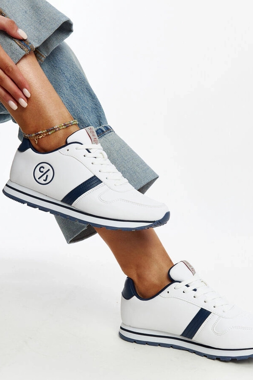 Biało-granatowe sneakersy damskie...