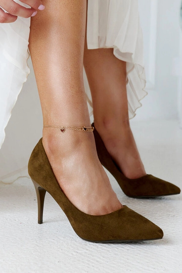 Ciemnozielone szpilki ze...