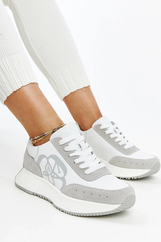 Biało-szare skórzane sneakersy Salimah