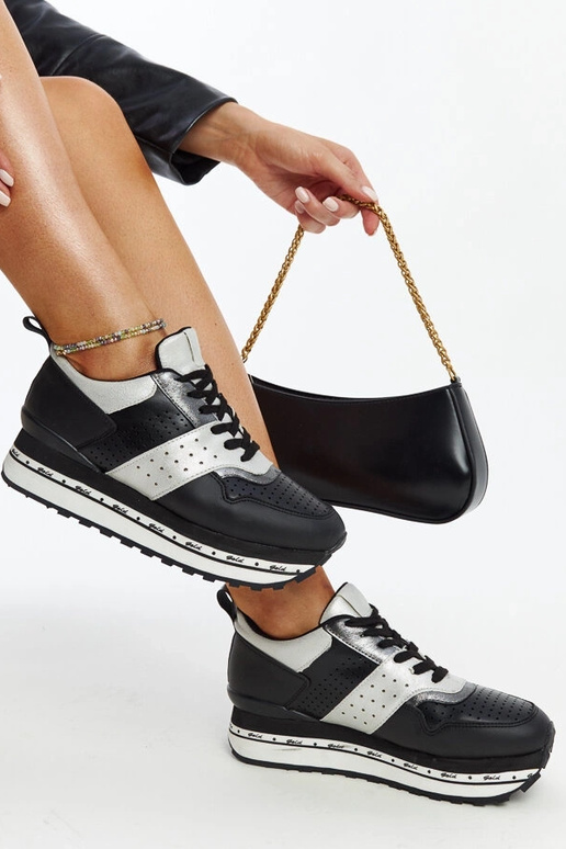 Czarne sneakersy na wysokiej...