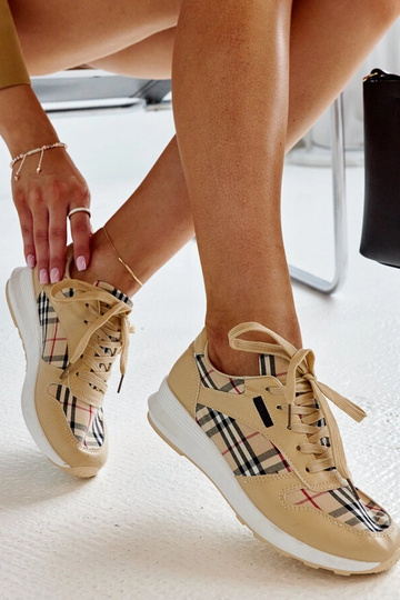Beżowe sneakersy w kratkę Afifah 2