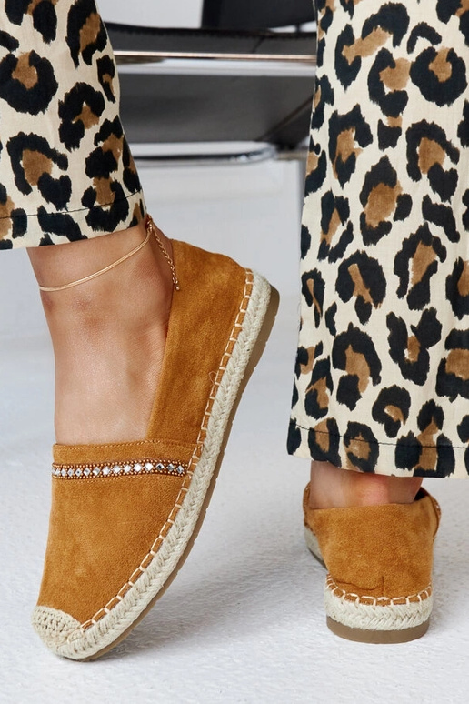 Brązowe espadryle z cyrkoniami Abia Brązowe espadryle z cyrkoniami Abia