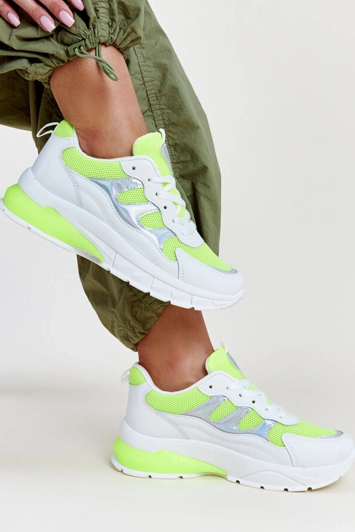 Biało-żółte sneakersy na grubej...