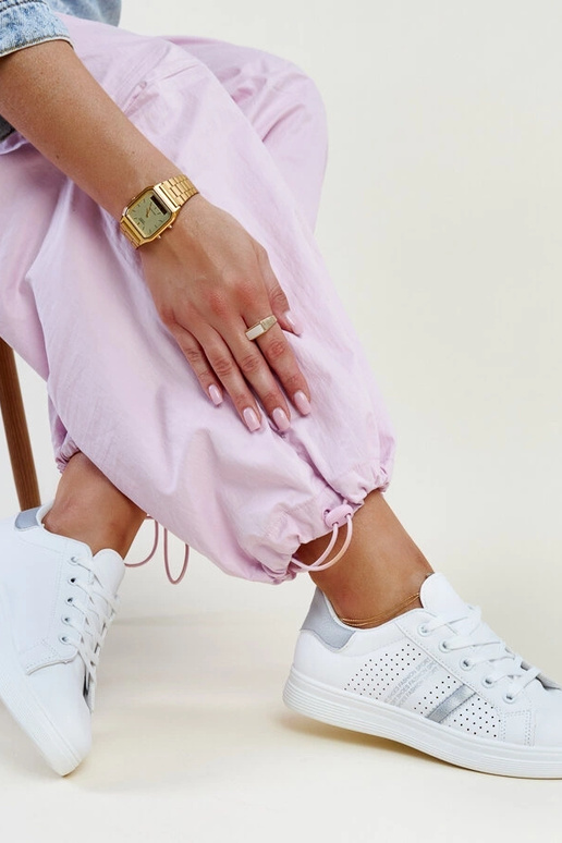 Biało-srebrne sneakersy eko skóra... Biało-srebrne sneakersy eko skóra...