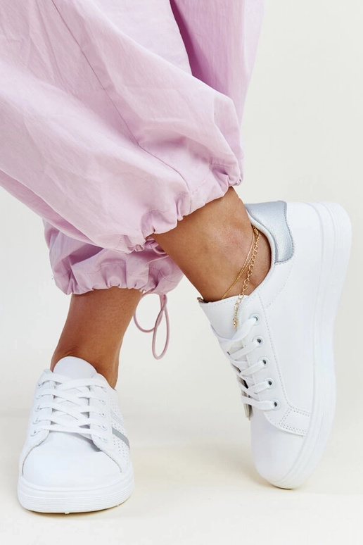 Biało-srebrne sneakersy eko skóra... Biało-srebrne sneakersy eko skóra...