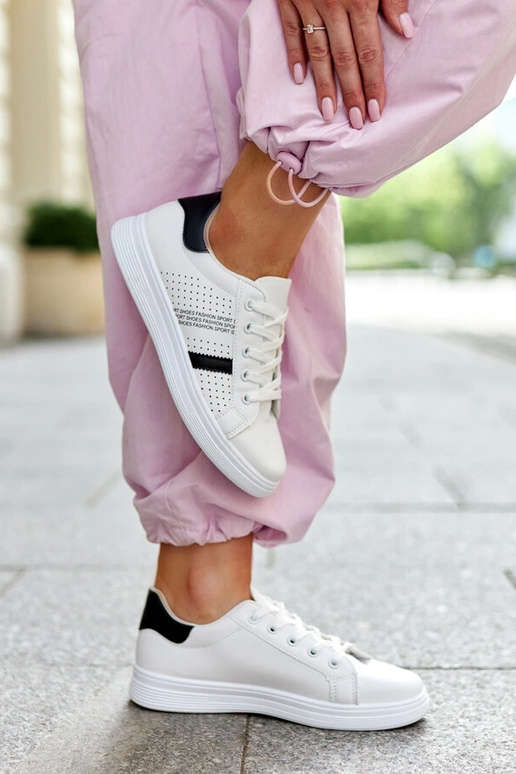 Biało-czarne sneakersy eko skóra Berdine