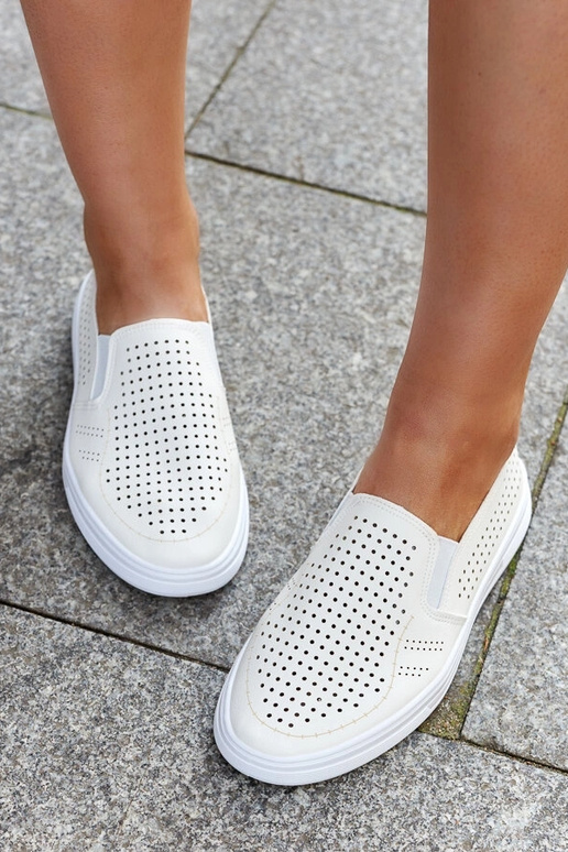 Beżowe ażurowe wsuwane tenisówki Dafina