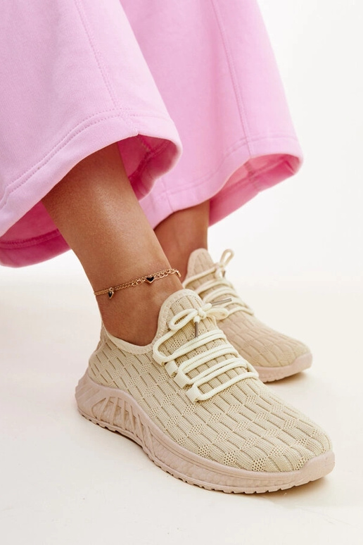 Beżowe materiałowe sneakersy Milena