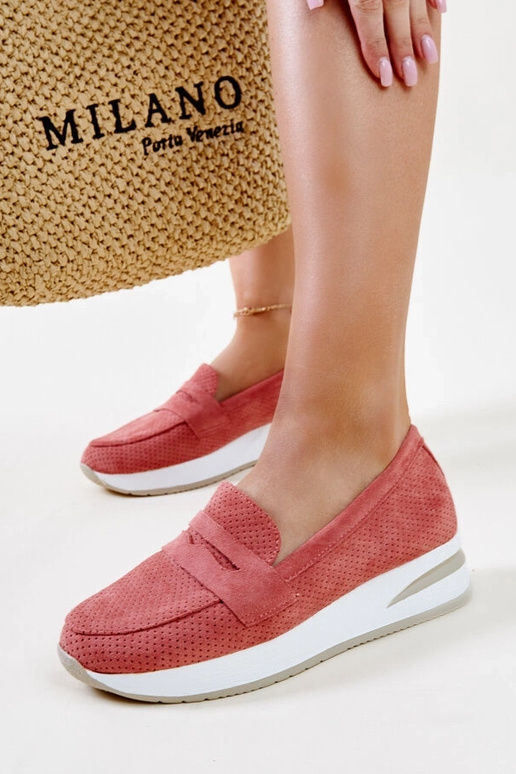Różowe perforowane półbuty Muna