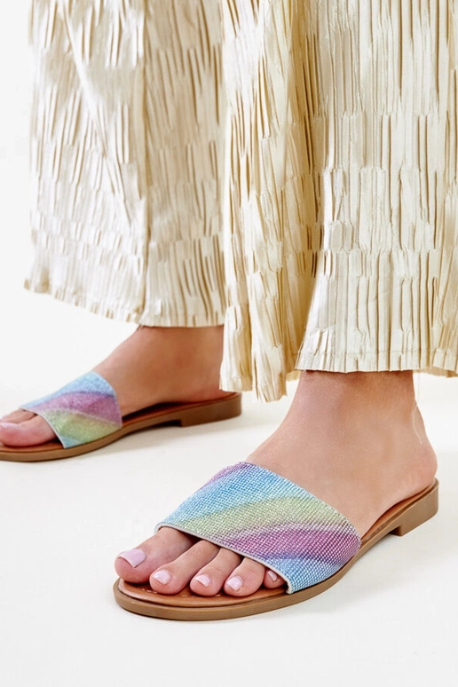 Wielokolorowe błyszczące klapki Anilsa