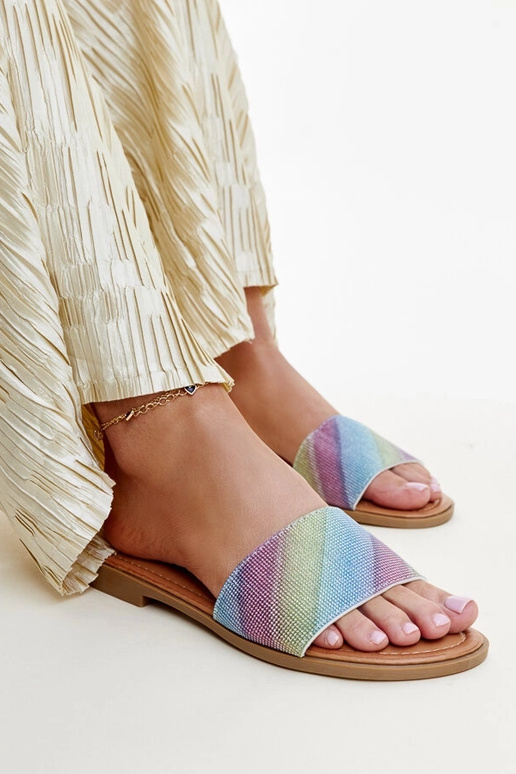 Wielokolorowe błyszczące klapki Anilsa