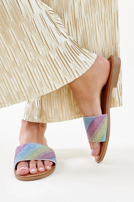 Wielokolorowe błyszczące klapki Anilsa