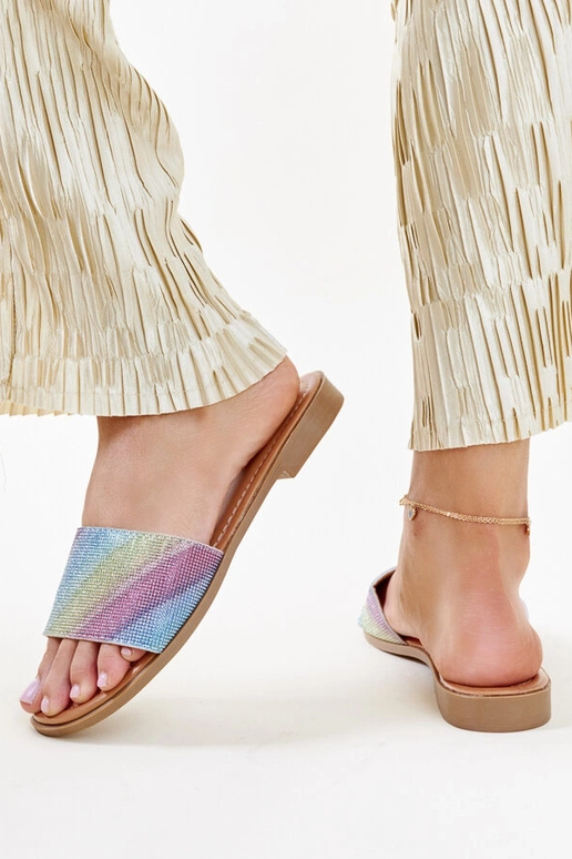 Wielokolorowe błyszczące klapki Anilsa