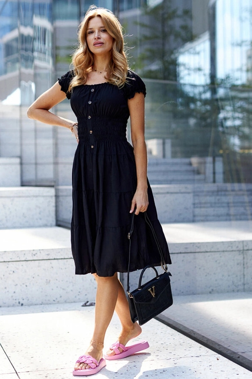 Black slippers with fur insulated Valle