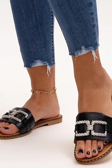 Black slippers with fur...