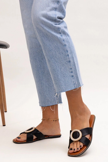 Black slippers with fur...