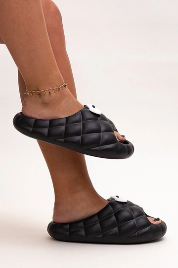 Black slippers with fur...