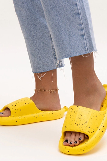 Black slippers with fur...