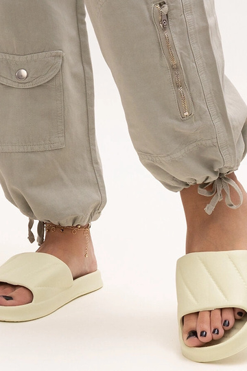 Black sandals on a block...