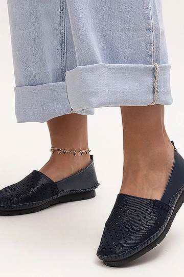 Granatowe skórzane półbuty... 2