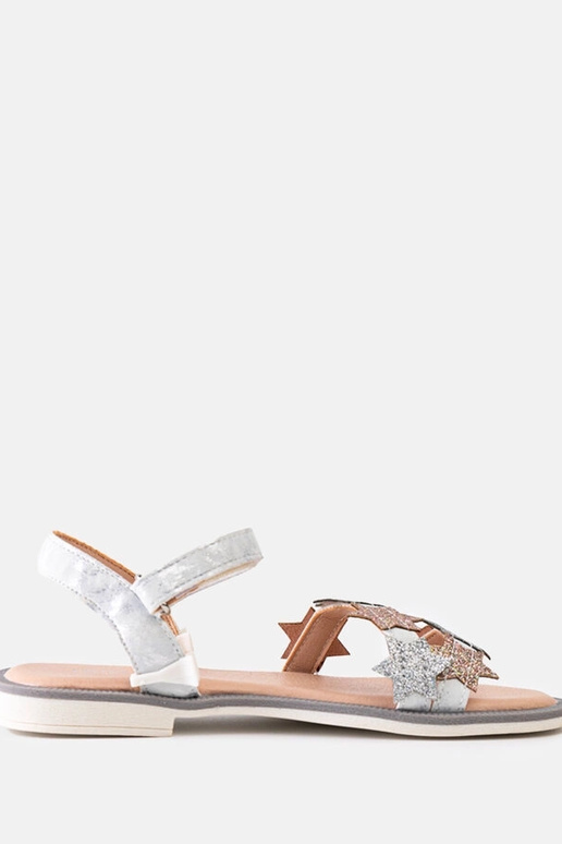 Szare sandałki dziecięce w brokatowe...