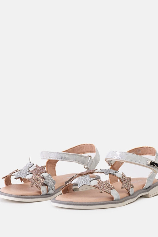 Szare sandałki dziecięce w brokatowe...