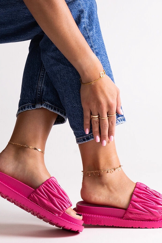 Różowe klapki z marszczeniem Big Star...