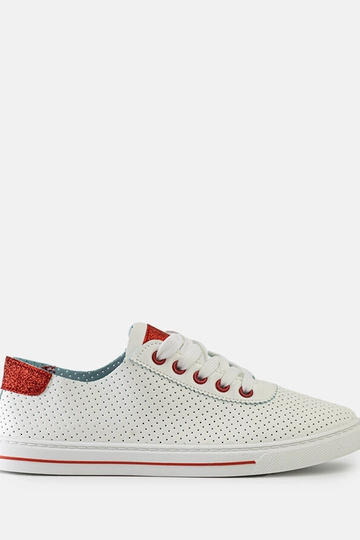 Trampki damskie białe perforowane sneakersy sznurowane Ruala