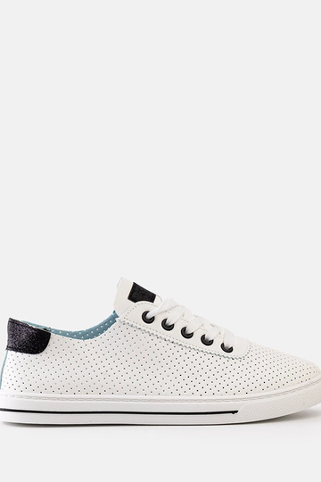 Trampki damskie białe perforowane sneakersy sznurowane Ruala