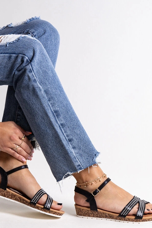 Black sandals on a block heel Millo