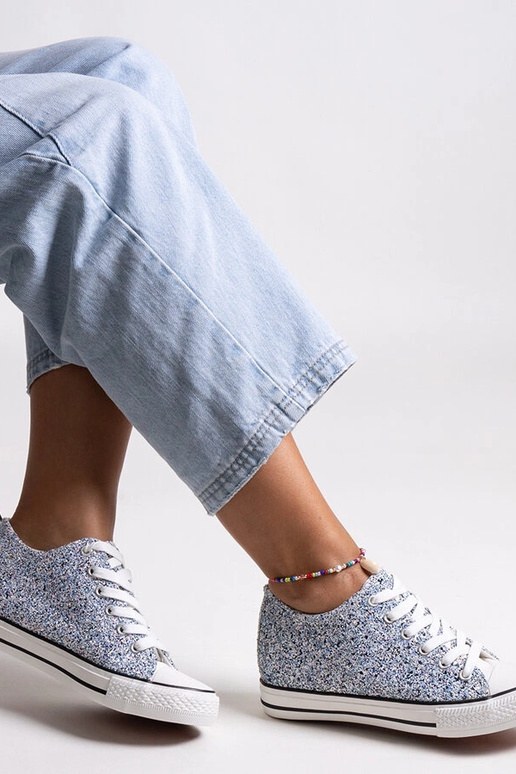 Niebieskie błyszczące wysokie trampki...