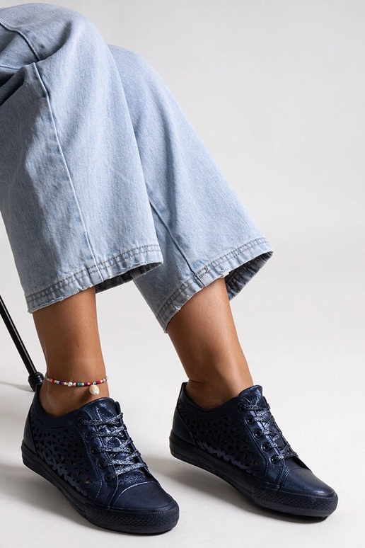 Granatowe ażurowe trampki Safune