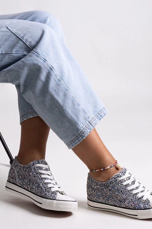 Czarne błyszczące wysokie trampki Jadwa