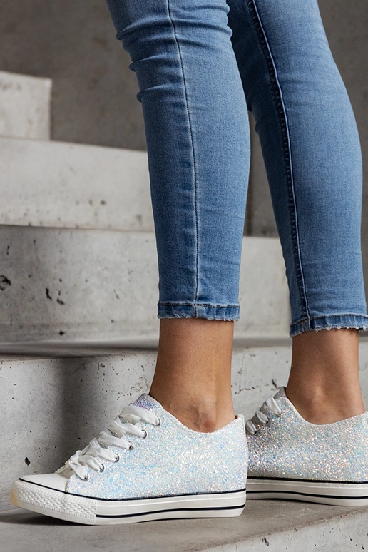 Zielone błyszczące wysokie trampki Jadwa