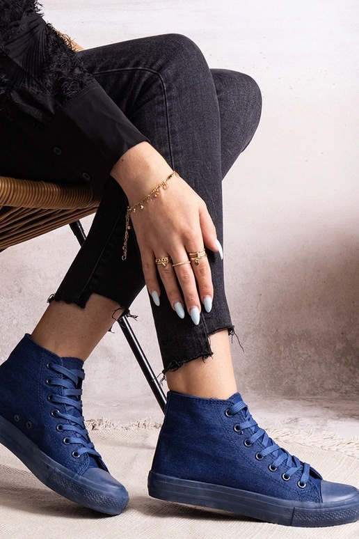 Jeansowe wysokie trampki Rafife