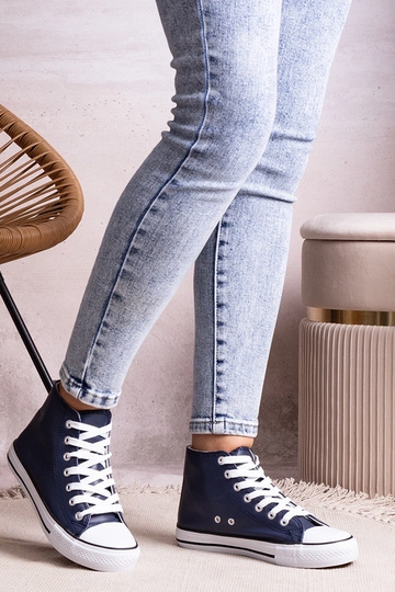Granatowe wysokie trampki z eco skóry Bonifaca 2