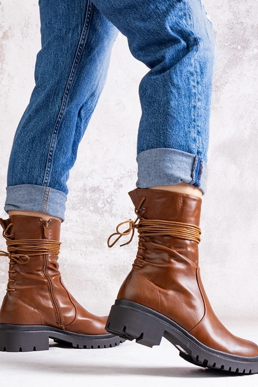 Brązowe botki z eko skóry Sahera Brązowe botki z eko skóry Sahera