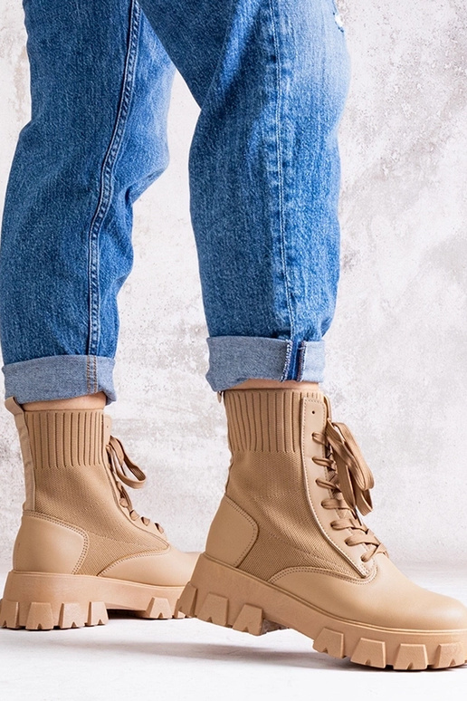 Beżowe botki z elastyczną cholewką Zogba Beżowe botki z elastyczną cholewką Zogba