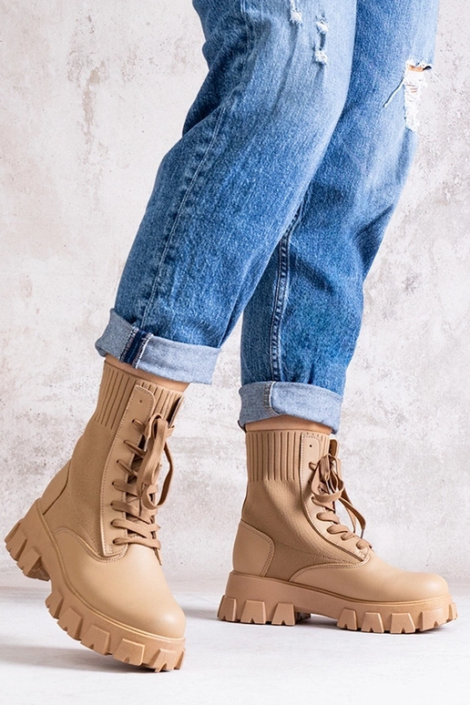 Beżowe botki z elastyczną cholewką Zogba Beżowe botki z elastyczną cholewką Zogba