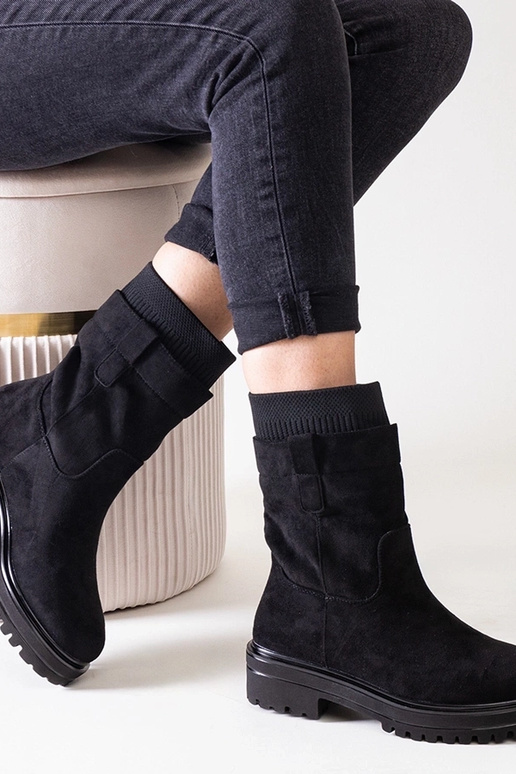 Wsuwane czarne botki ze skarpetą Ralia Wsuwane czarne botki ze skarpetą Ralia