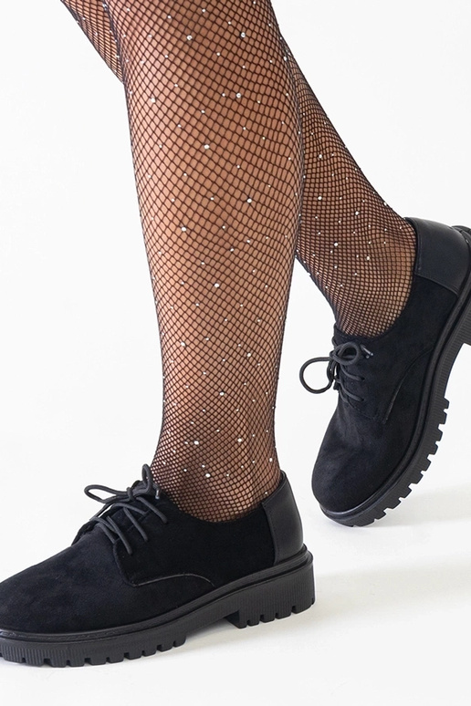 Czarne casualowe sznurowane półbuty z...