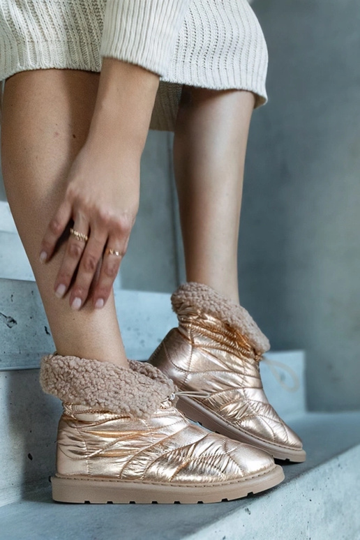 Złote ocieplane śniegowce ze...