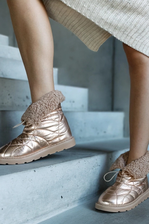 Złote ocieplane śniegowce ze...