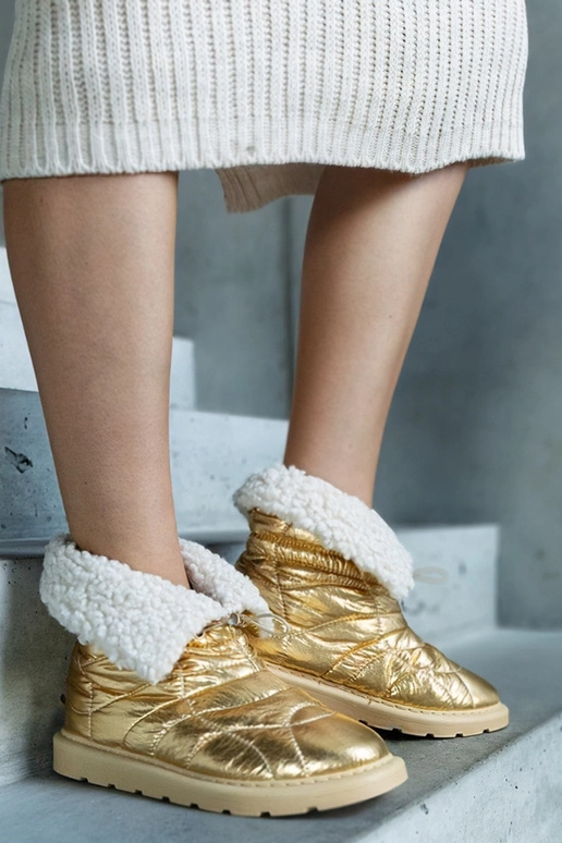 Złote ocieplane śniegowce ze...